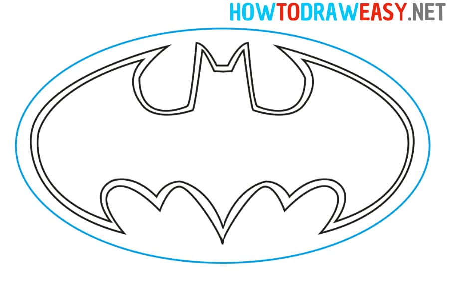 how to draw batman logo step by step