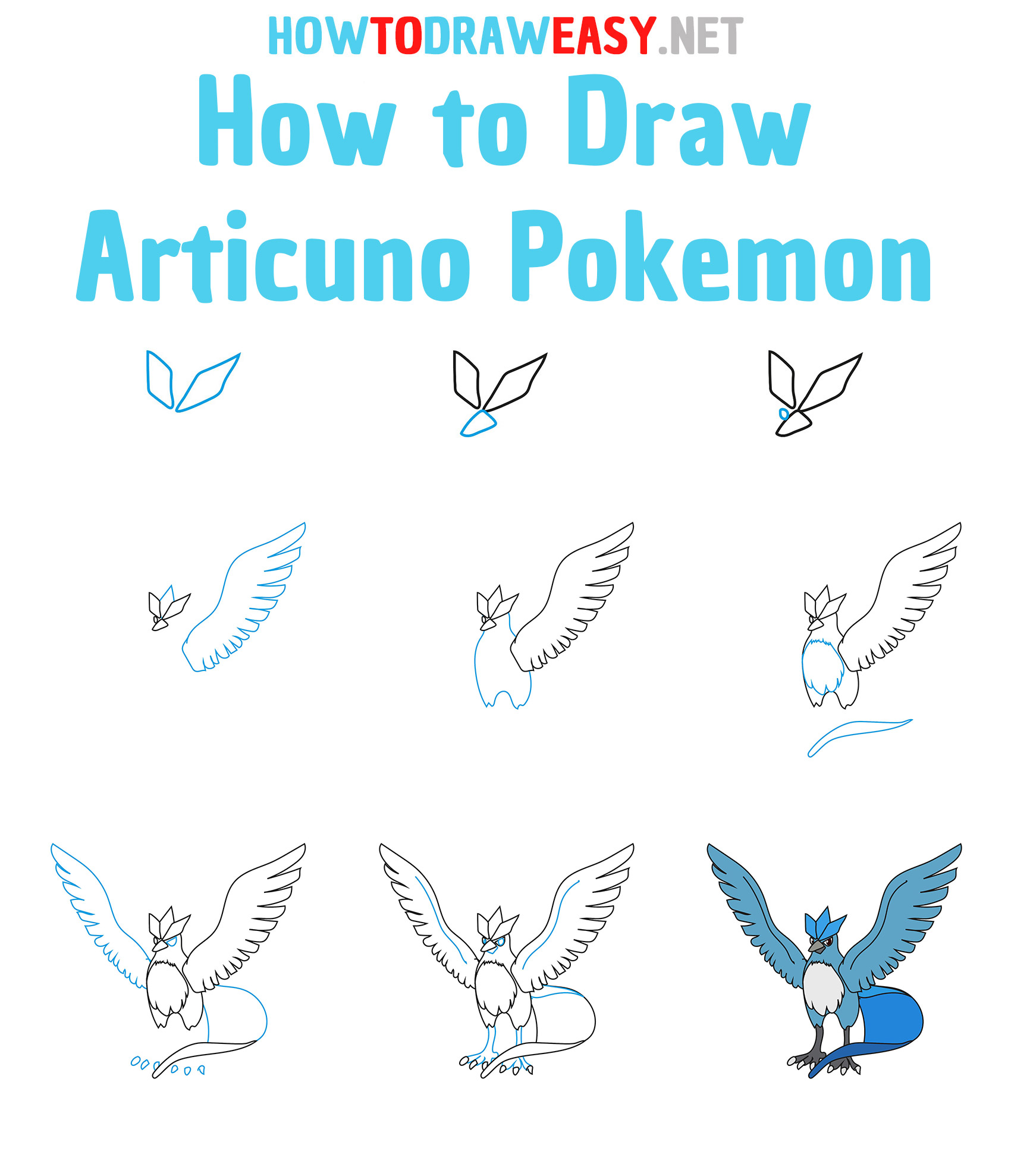 How to Draw Articuno Pokemon Step by Step