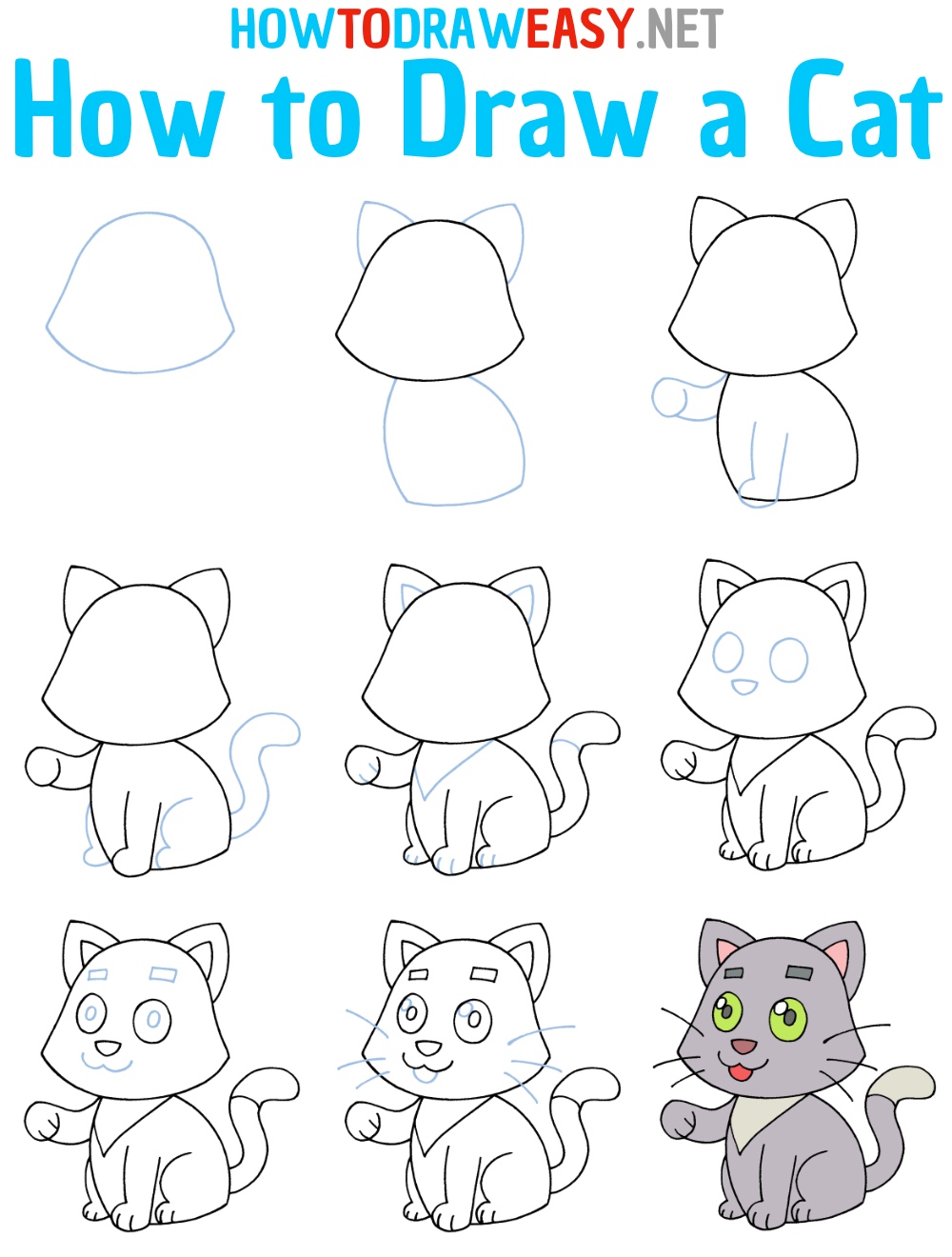 How to Draw an Easy Cat Step by Step