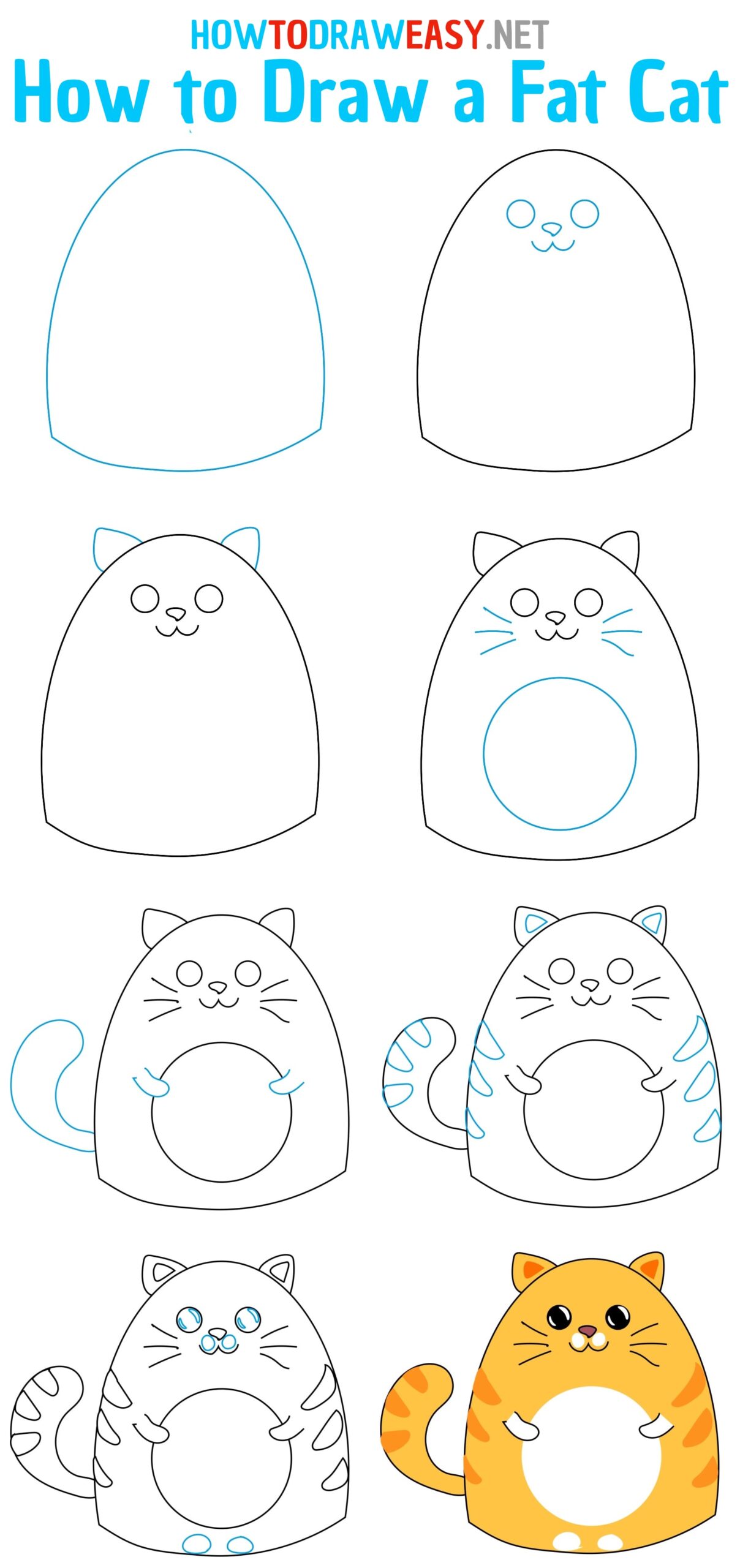 How to Draw a Fat Cat Step by Step