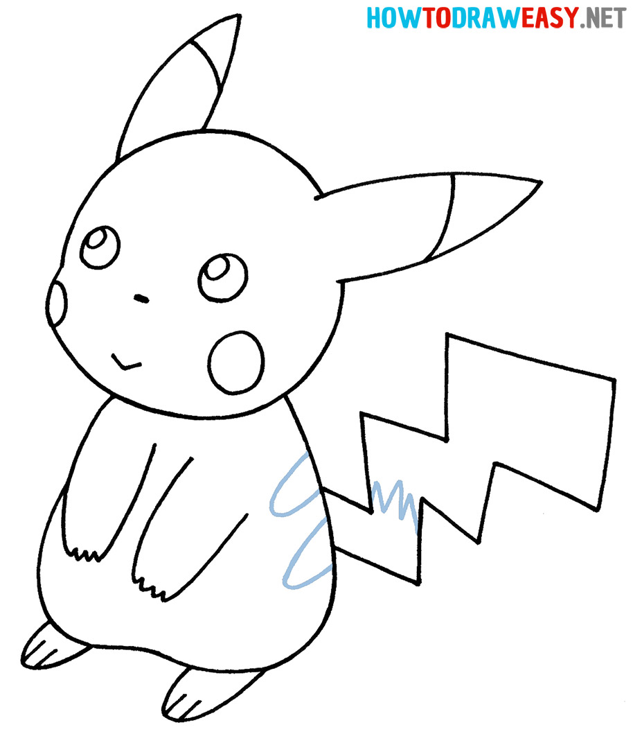 step by step how to draw pikachu