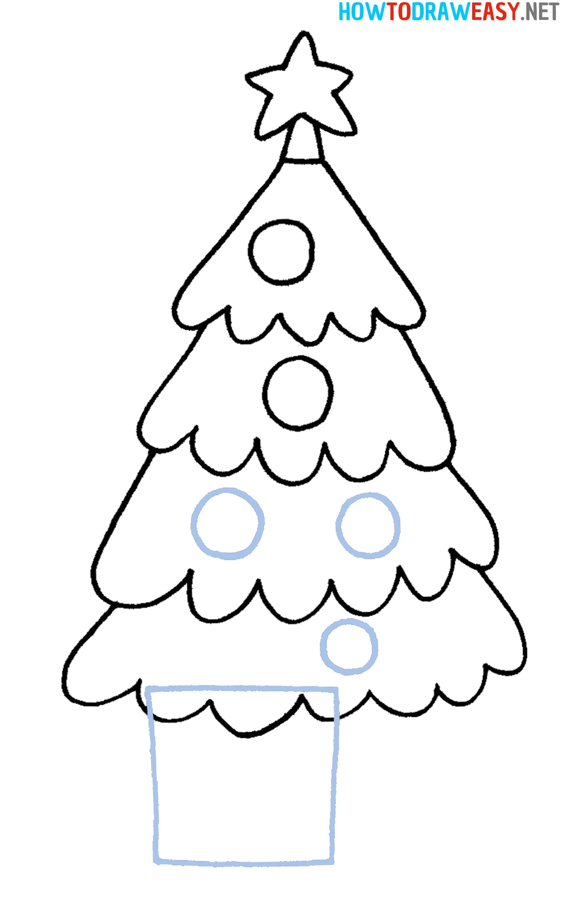 Christmas Tree Easy Drawing