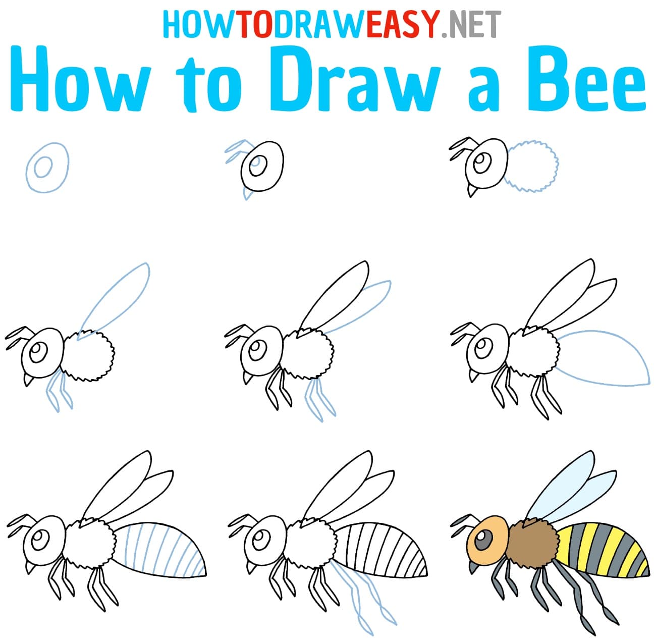 How to Draw a Bee Step by Step