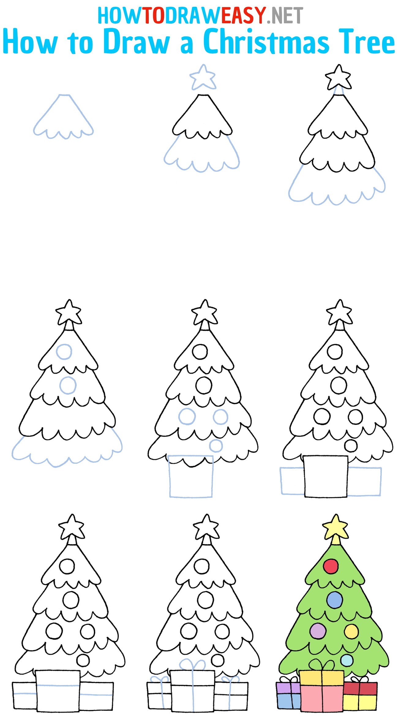How to Draw a Christmas Tree Step by Step