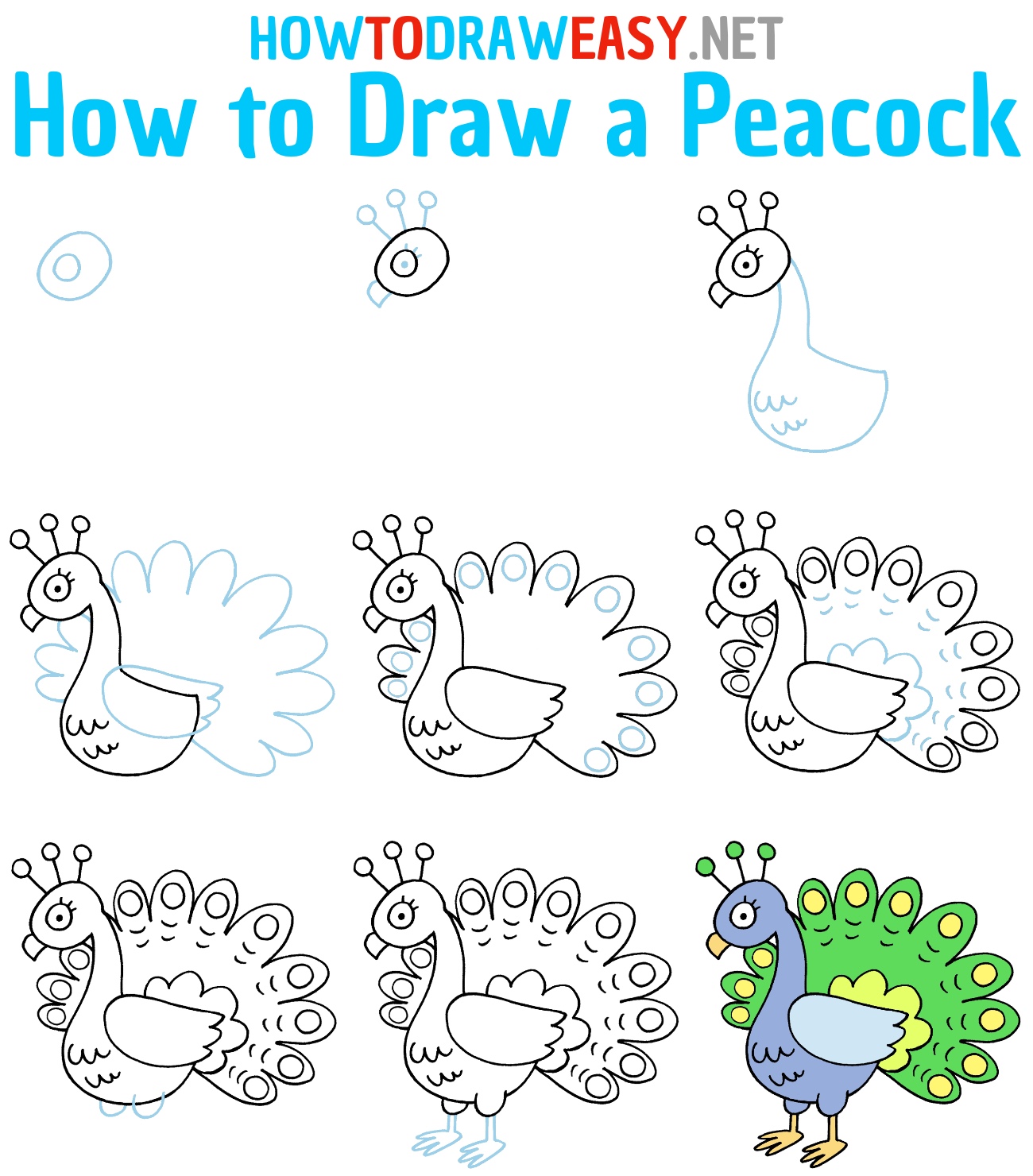 Peacock Drawing - How To Draw A Peacock Step By Step