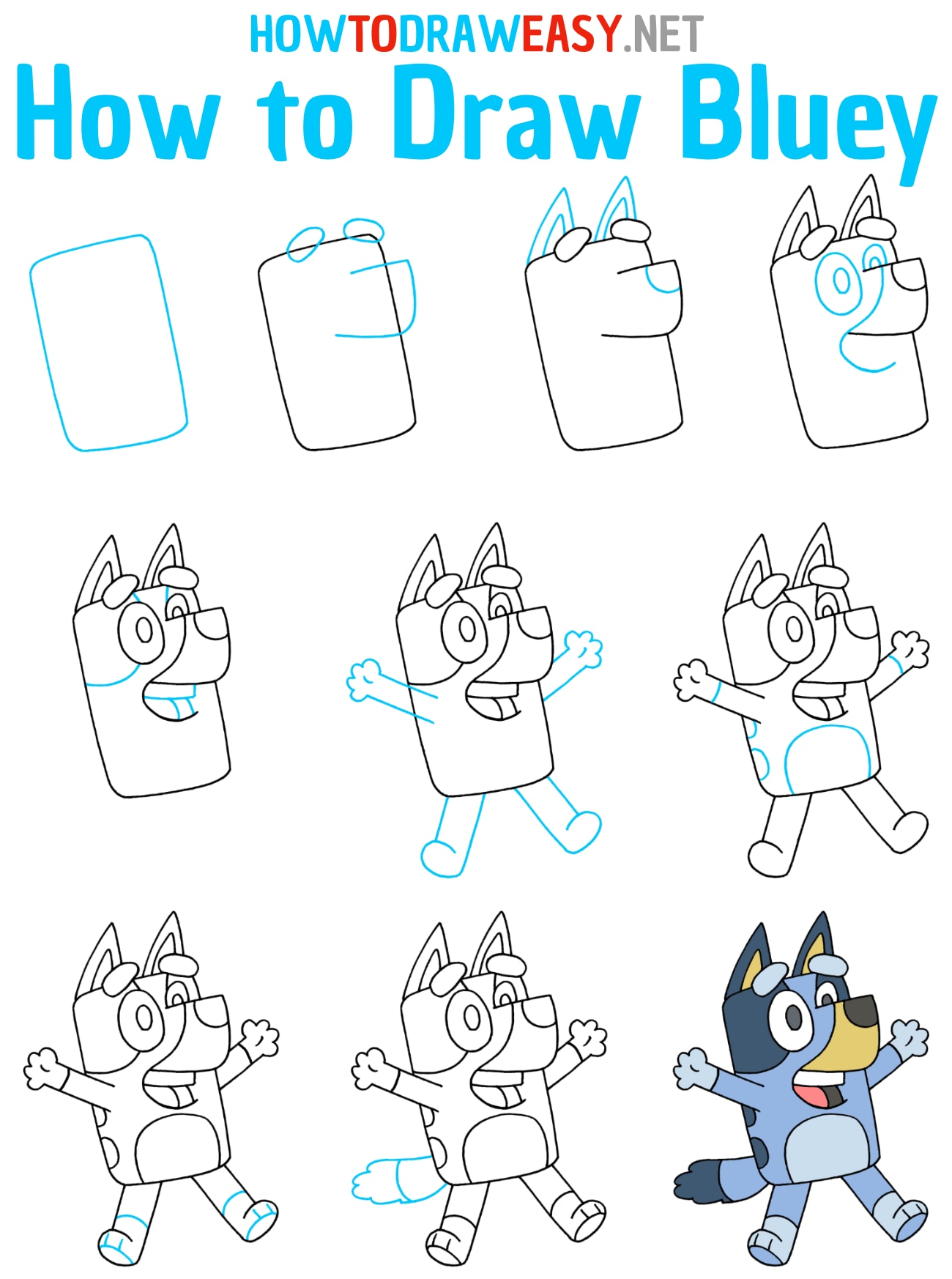 How to Draw Bluey Step by Step