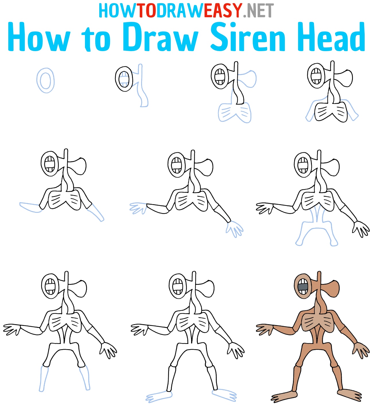 How to Draw Siren Head Step by Step