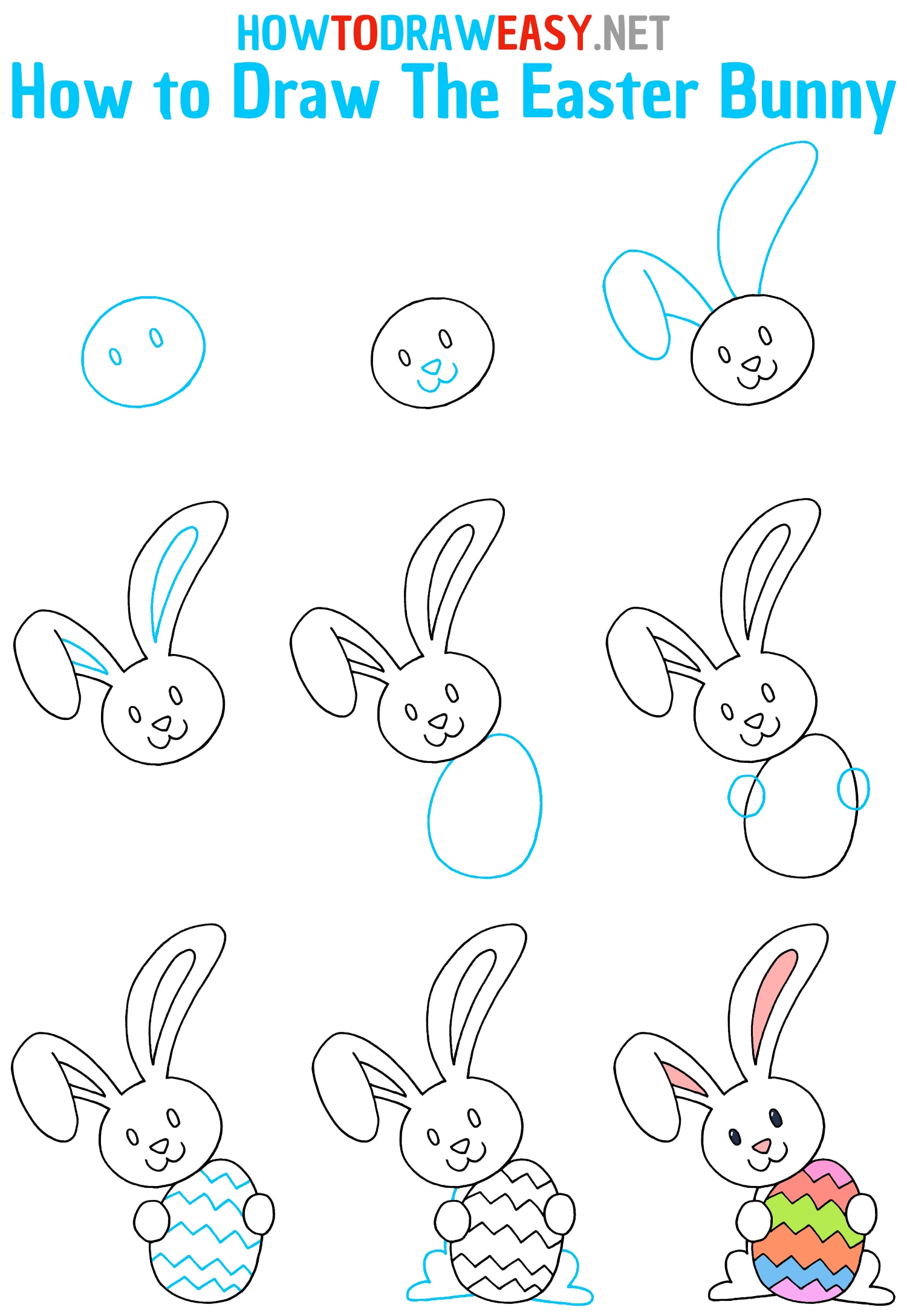 How to Draw The Easter Bunny Step by Step