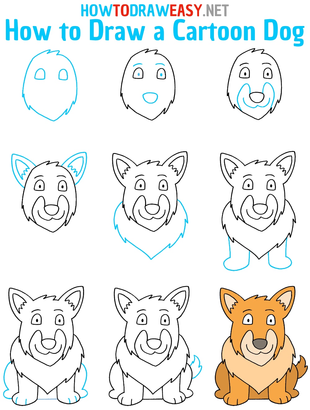 How to Draw a Cartoon Dog Step by Step