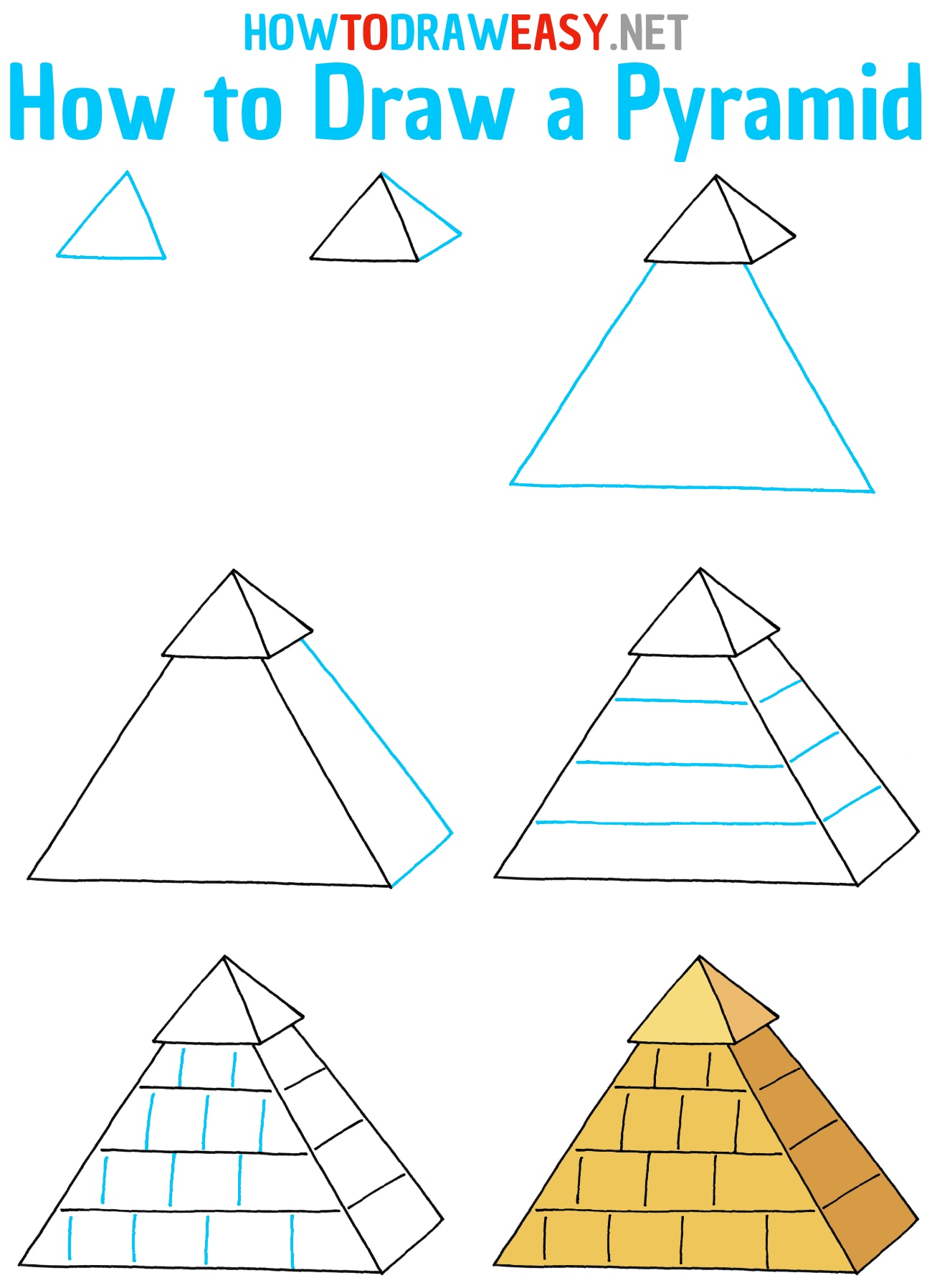 How to Draw a Pyramid Step by Step