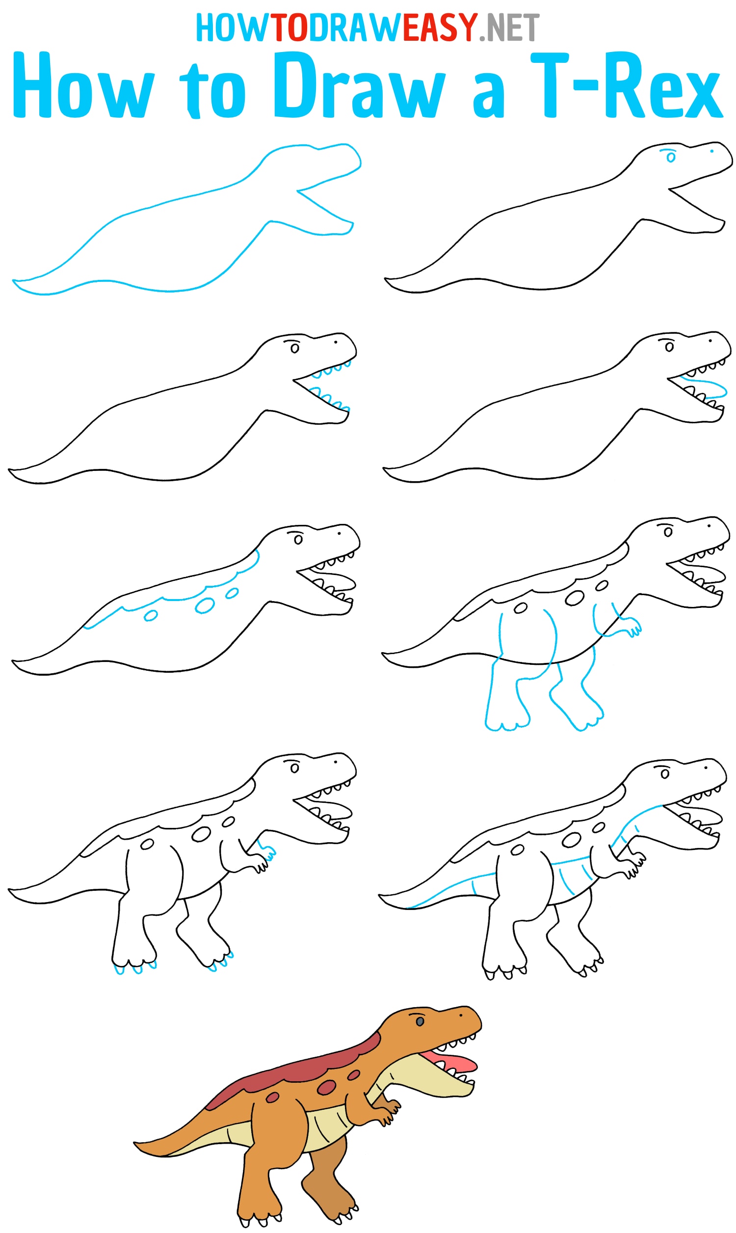 How to Draw a T-Rex Step by Step