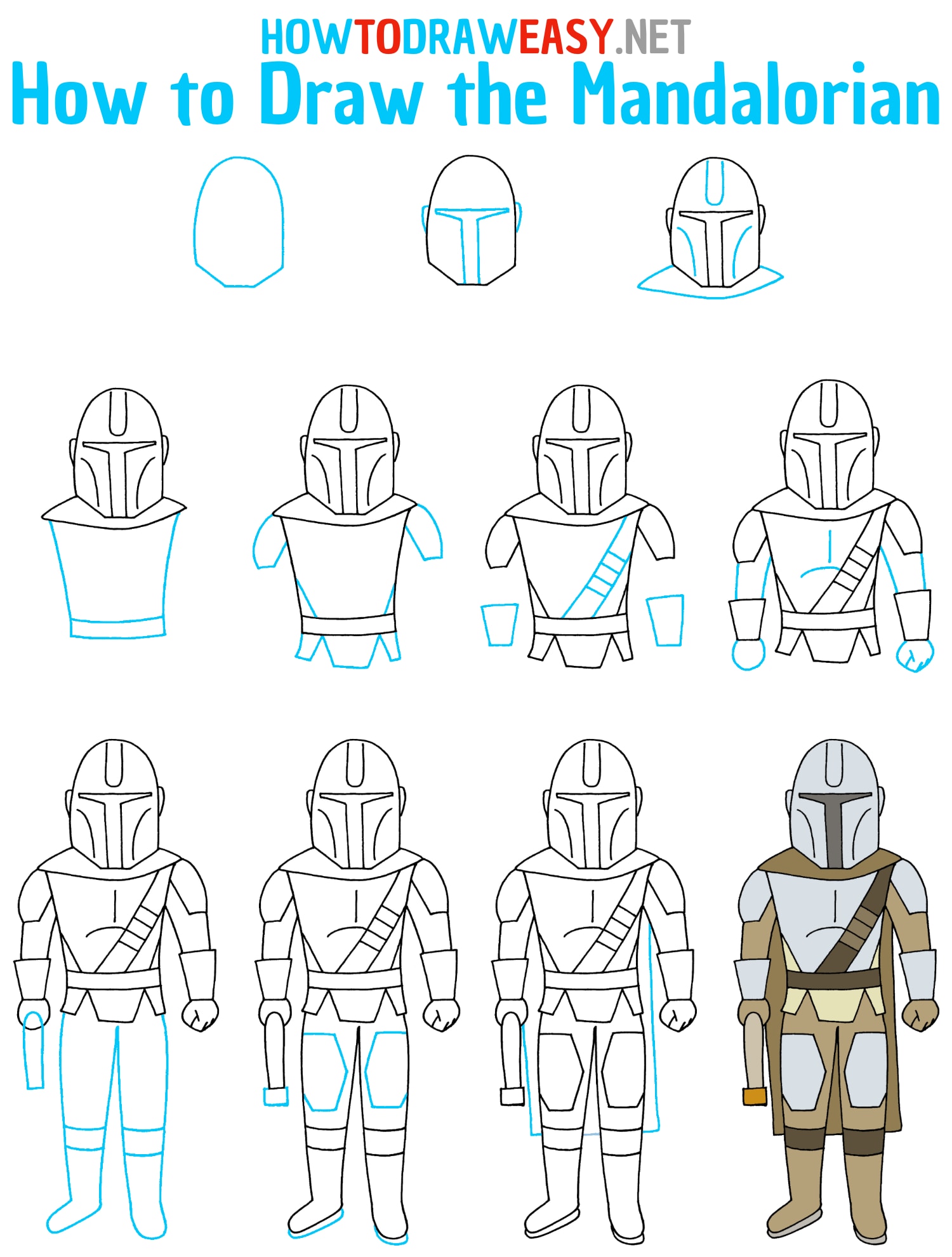 How to Draw the Mandalorian Step by Step