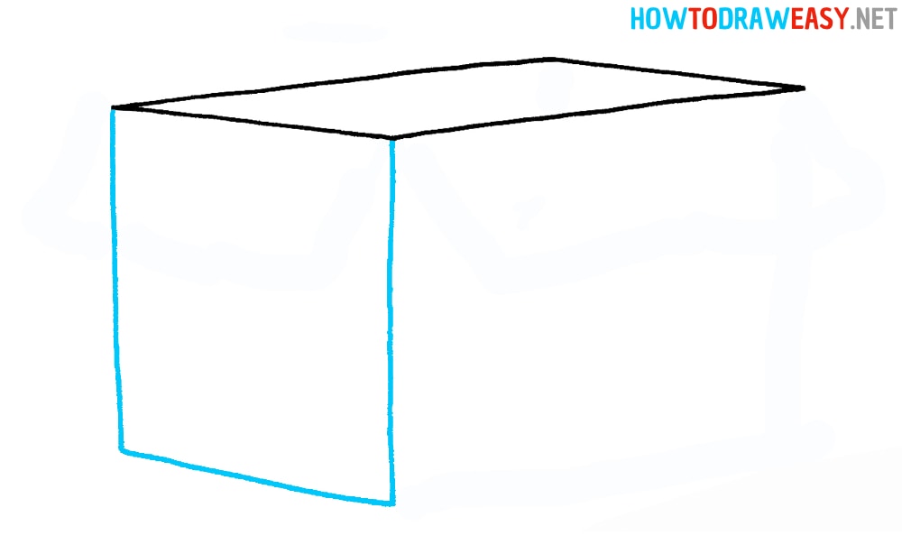 Carton Box Step by Step Drawing