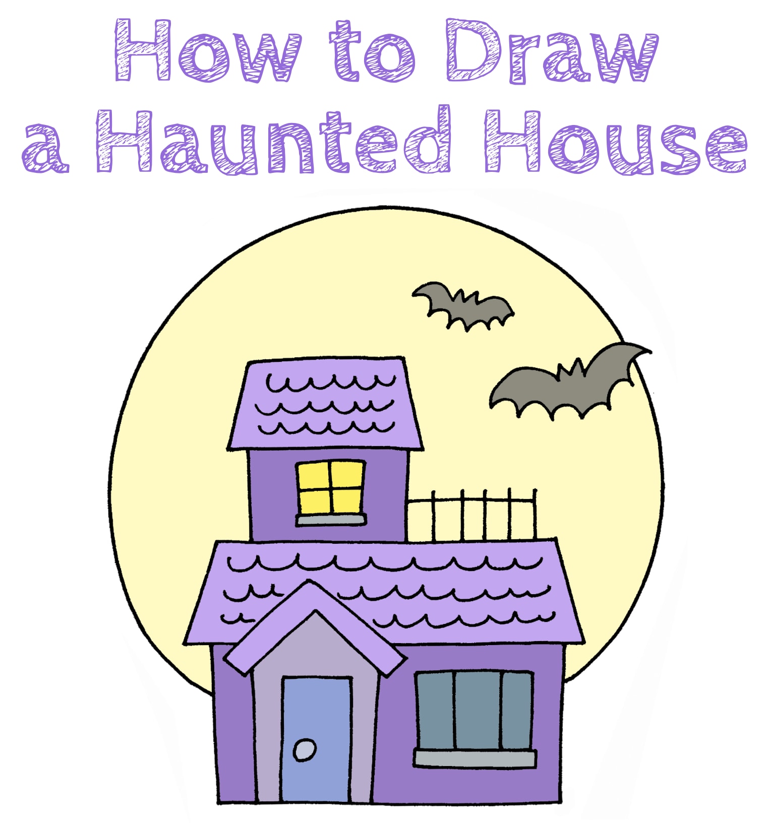 Easy Haunted House Drawing
