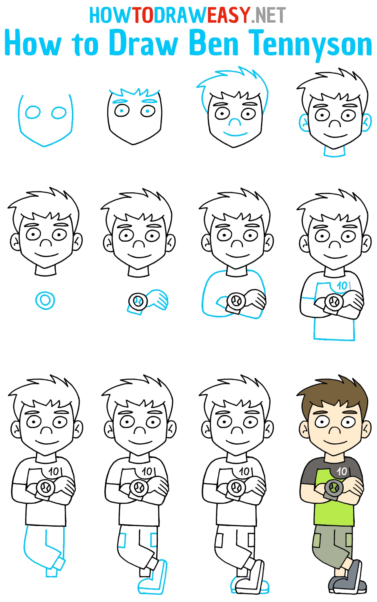 How to Draw Ben Tennyson Step by Step