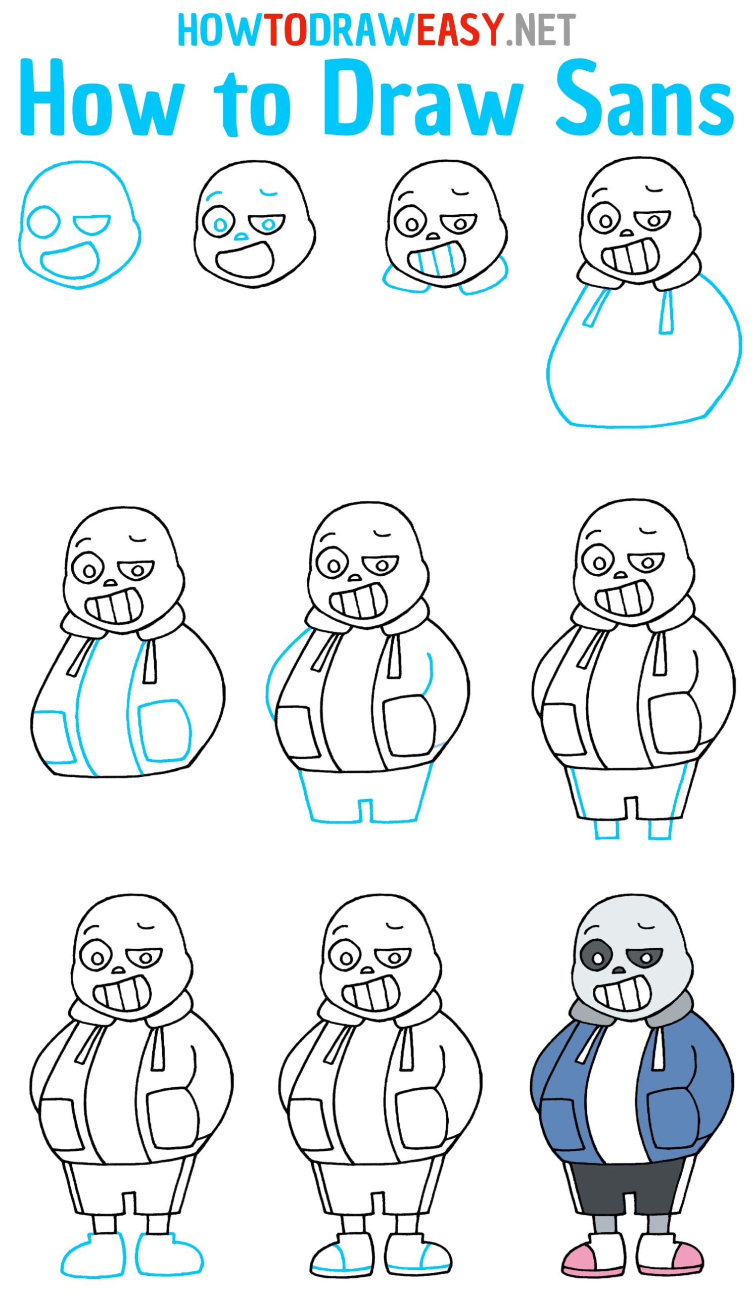 How to Draw Sans Step by Step