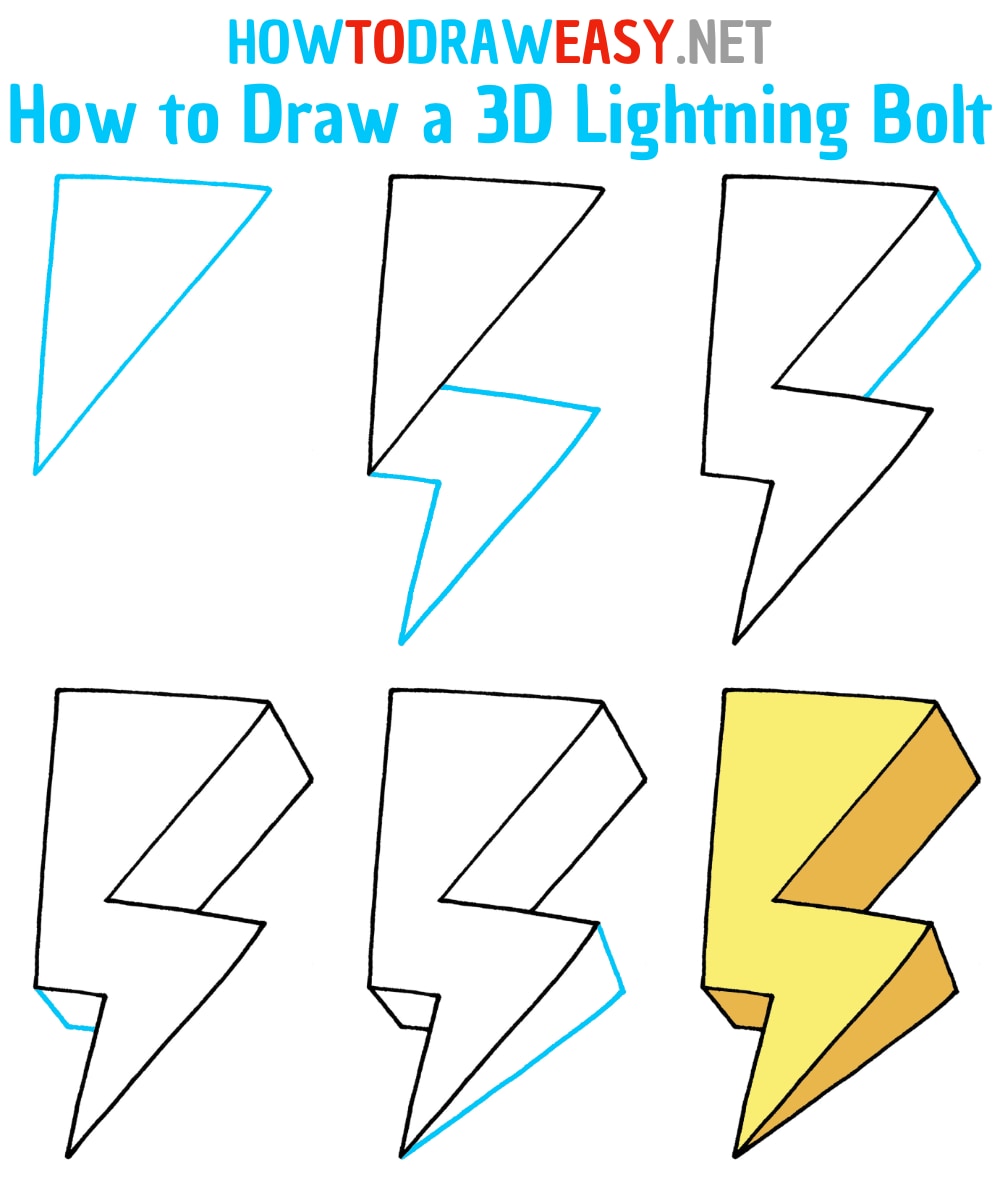 How to Draw a 3D Lightning Bolt Step by Step