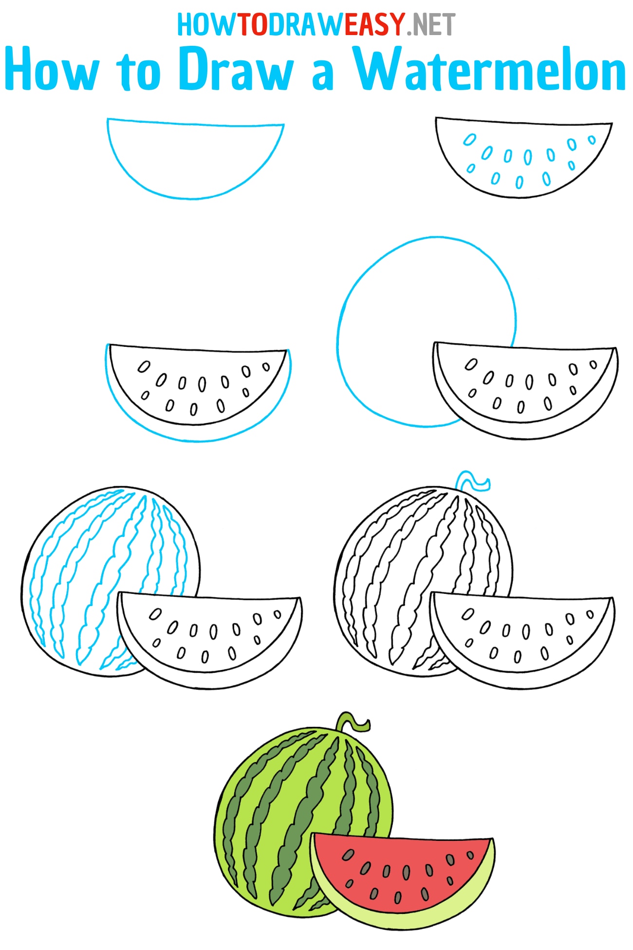 How to Draw a Watermelon Step by Step
