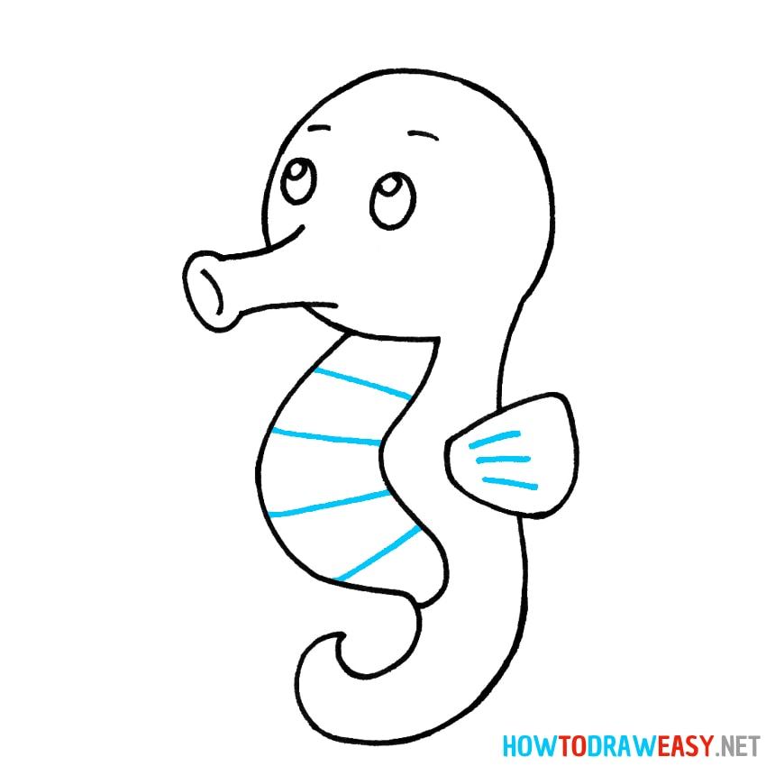How to Draw a Cartoon Seahorse