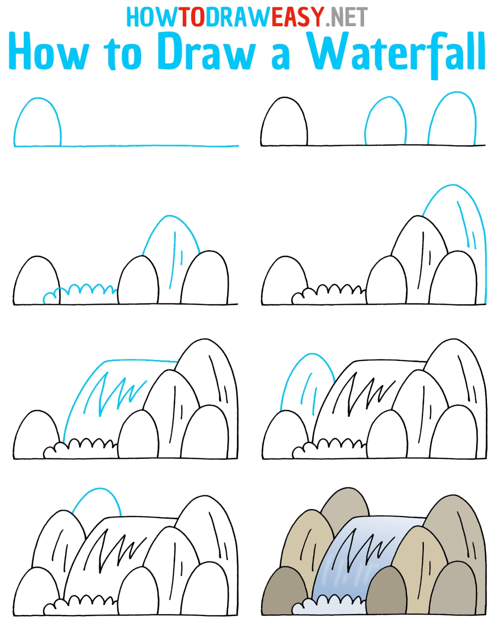 How to Draw a Waterfall Step by Step