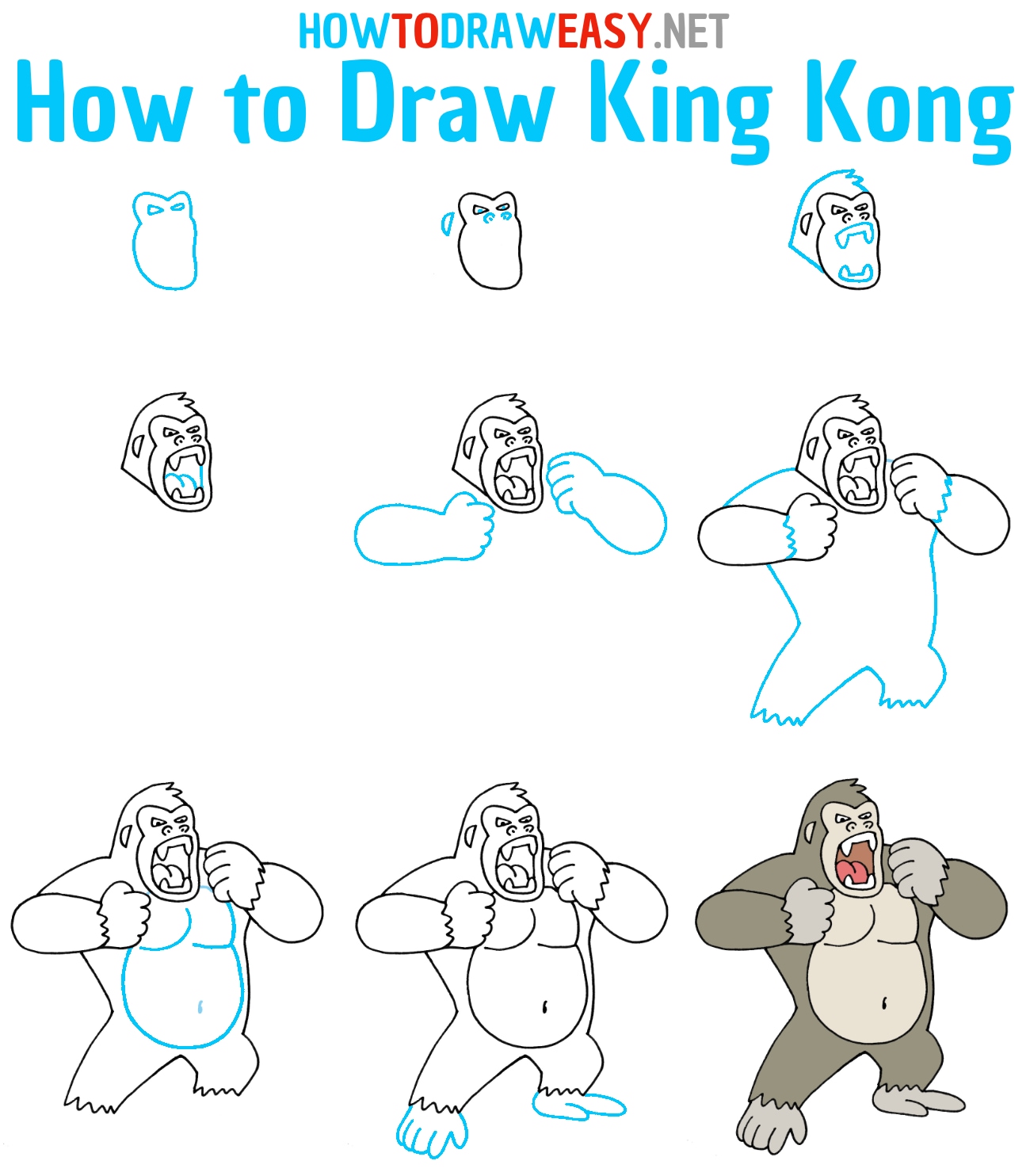 How to Draw King Kong Step by Step