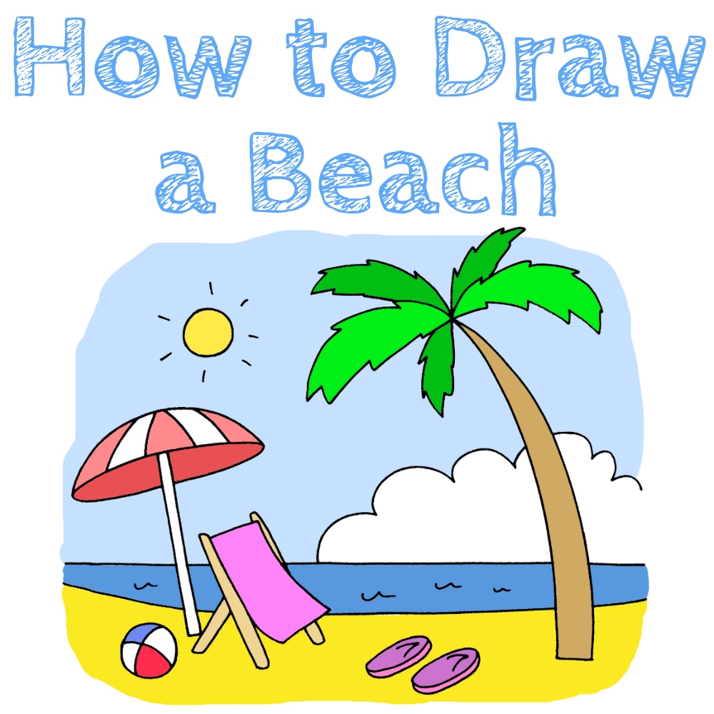 Beach Drawing Tutorial  How to draw Beach step by step