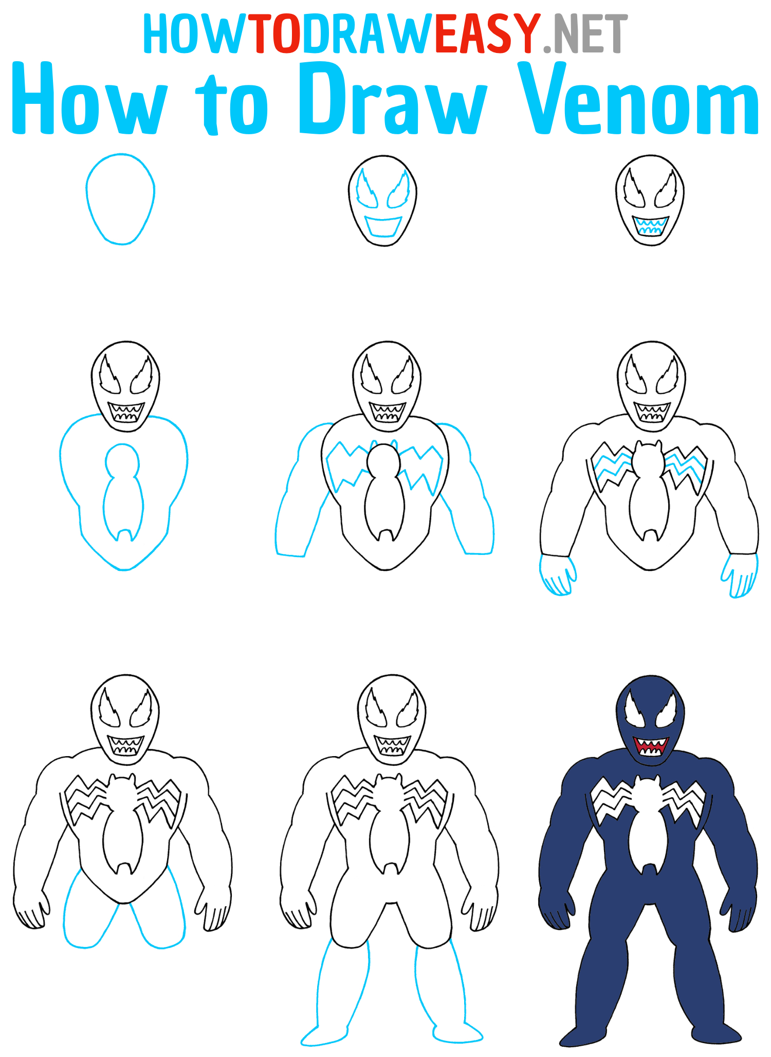How to Draw Venom Step by Step
