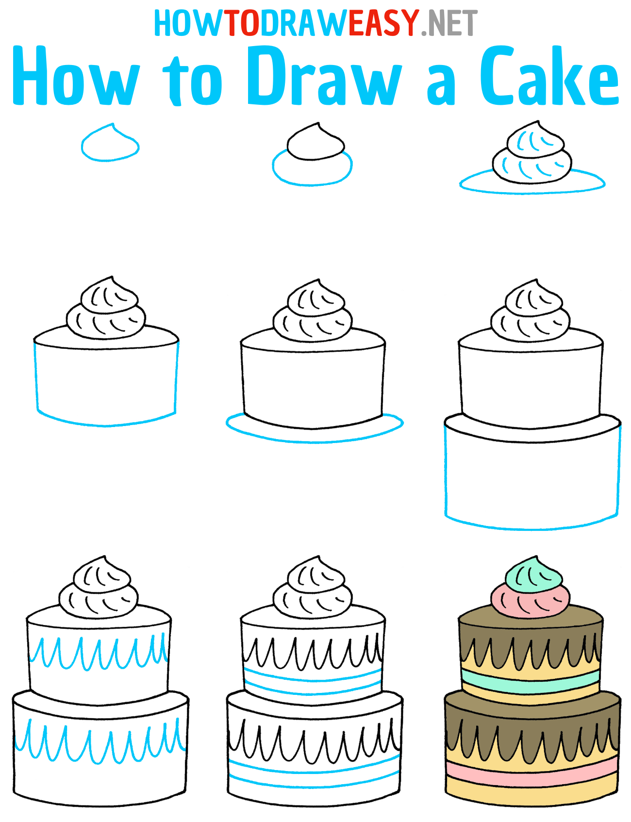 How to Draw a Cake Step by Step