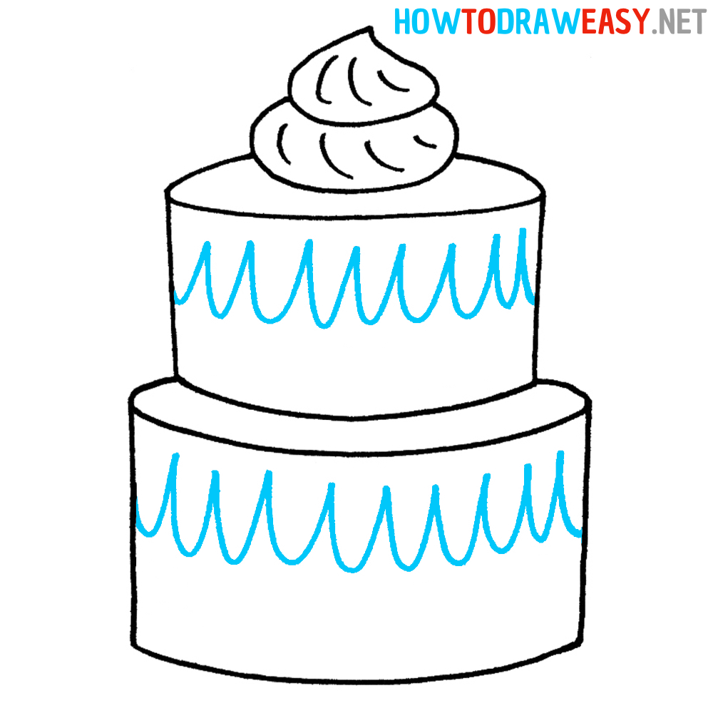 Step by Step Cake Drawing