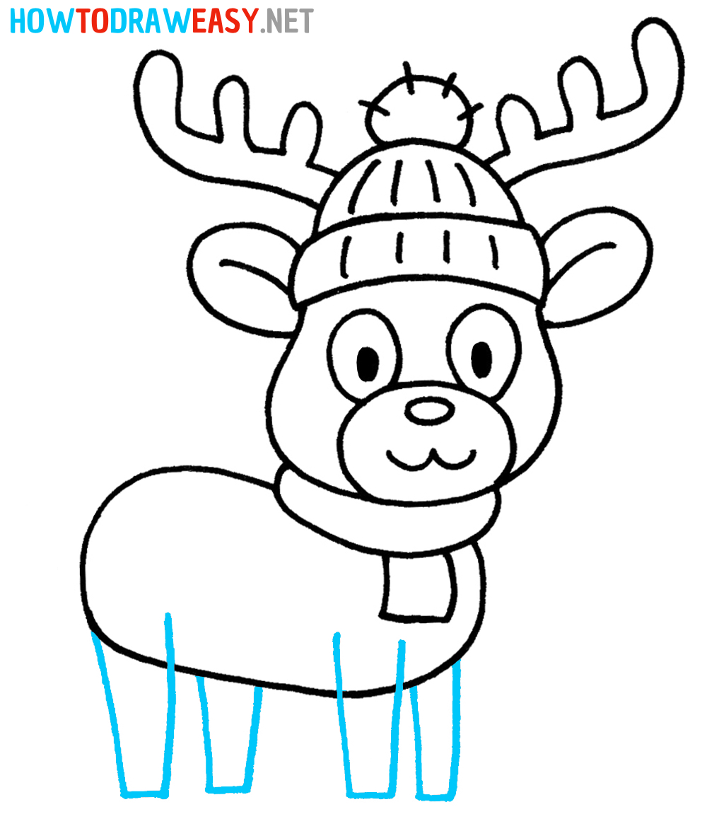 How to Draw a Christmas Deer