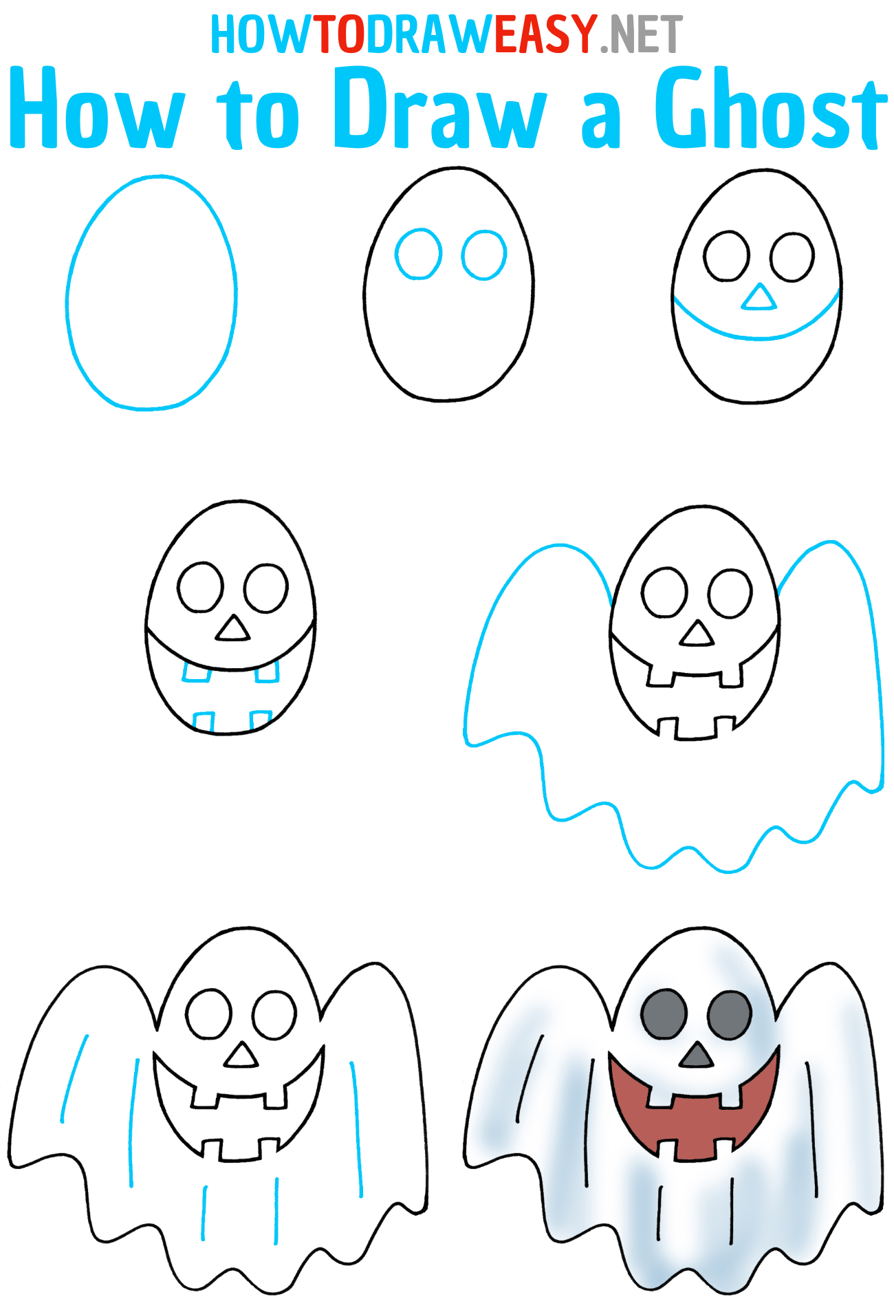 How to Draw a Ghost - Draw for Kids