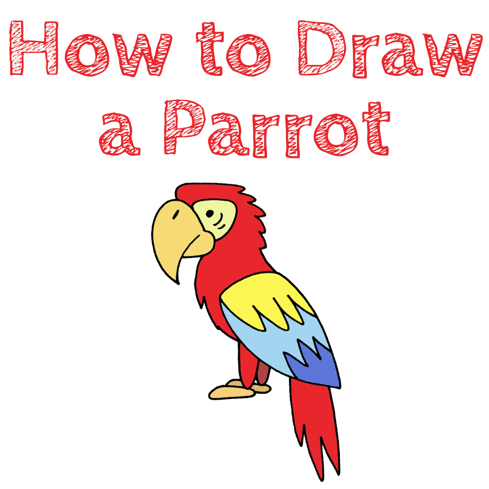 BEAUTIFUL PARROT SCENERY DRAWING FOR KIDS | PARROT DRAWING EASY WAY STEP BY  STEP TUTORIAL … | Scenery drawing for kids, Art drawings for kids, Bird  drawing for kids