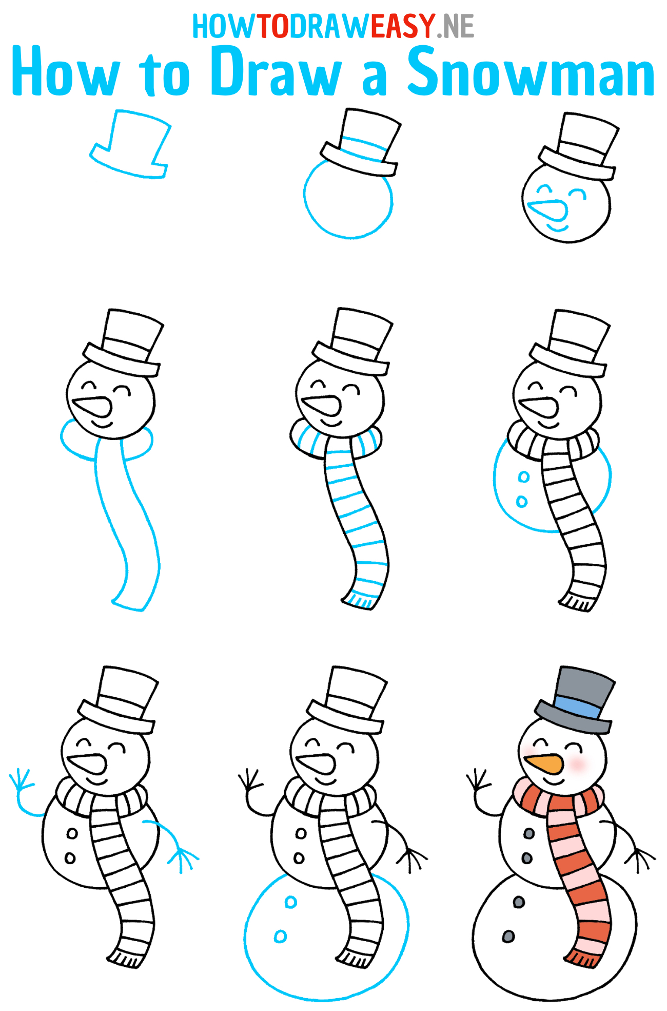 How to Draw a Snowman Step by Step