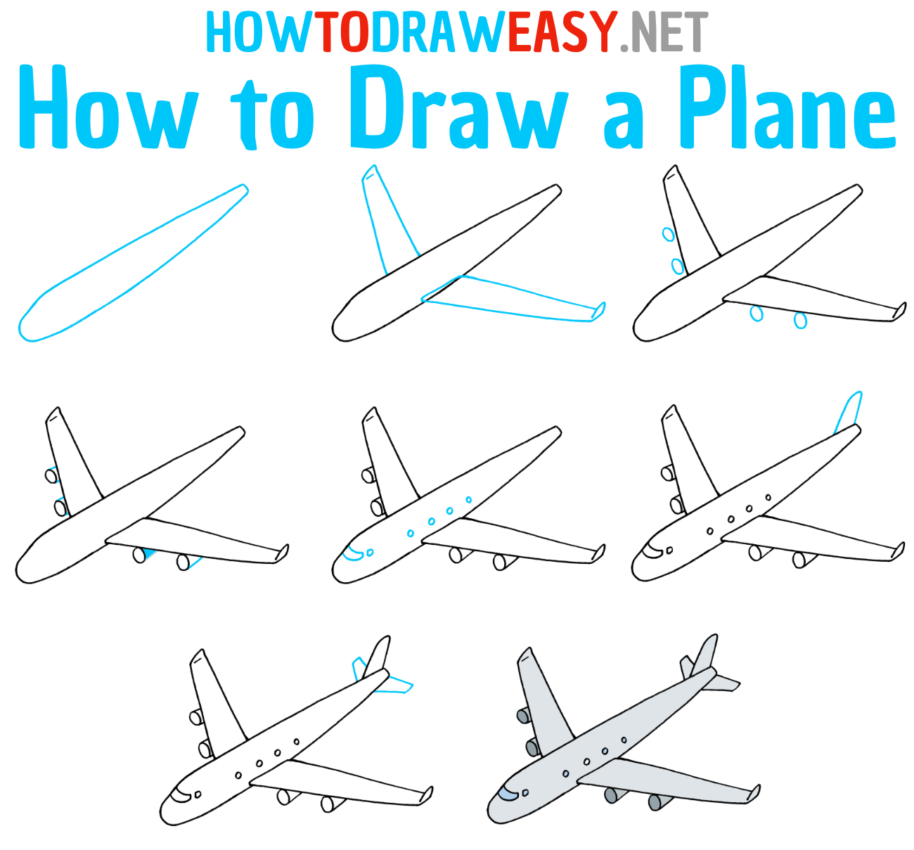 How to Draw a Plane Step by Step