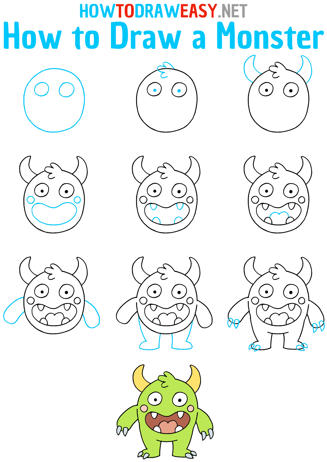 Step by Step Monster Drawing