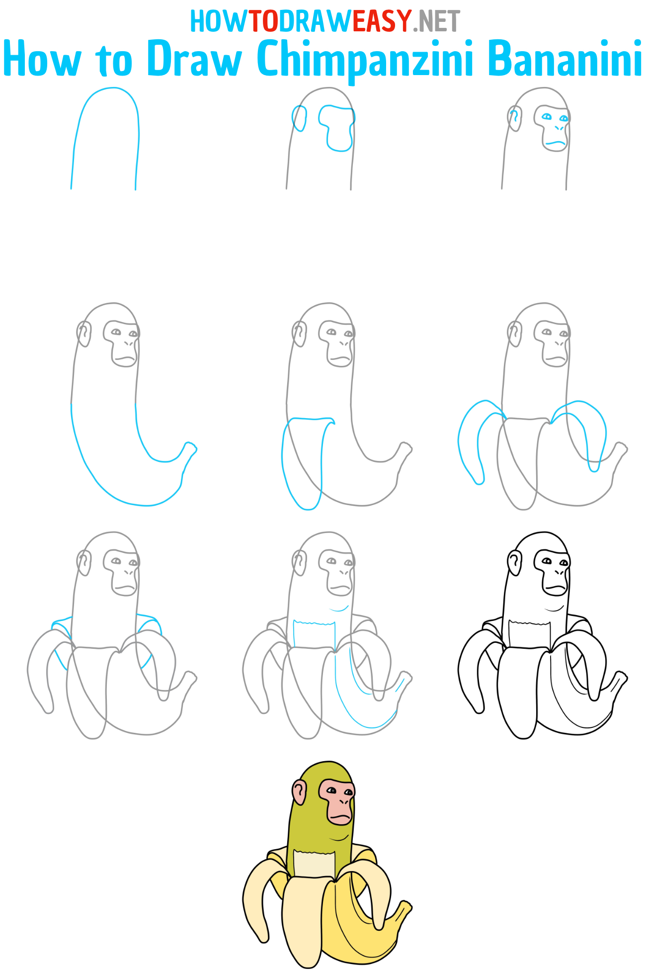 Step by Step Chimpanzini Bananini Drawing Tutorial