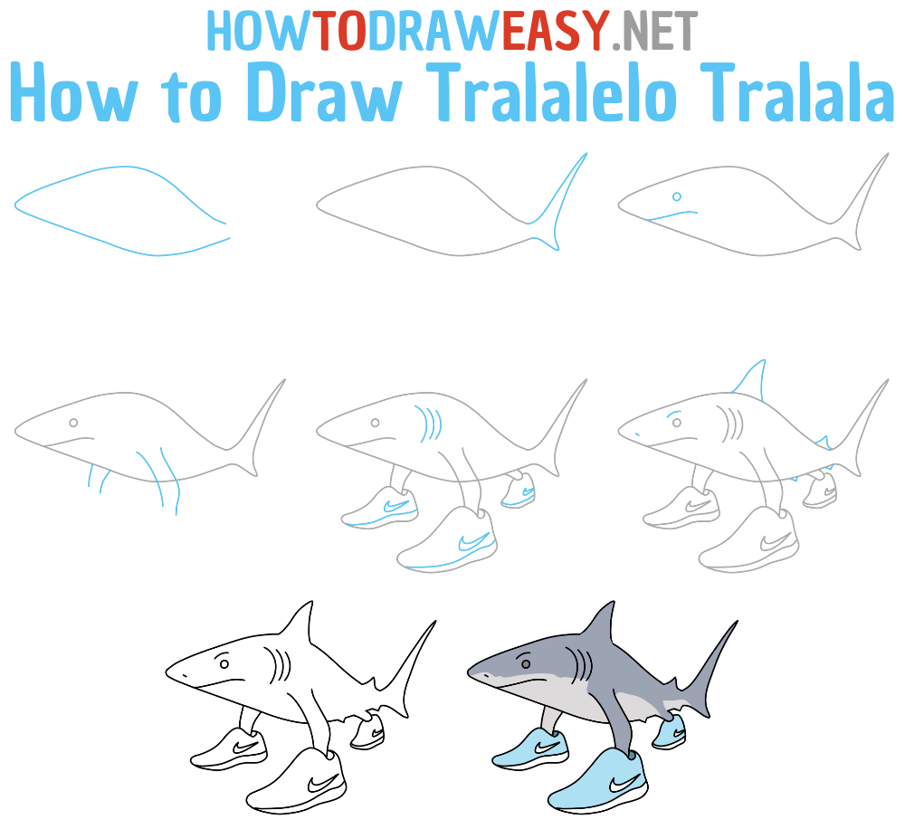 How to Draw Tralalelo Tralala Step by Step Easy