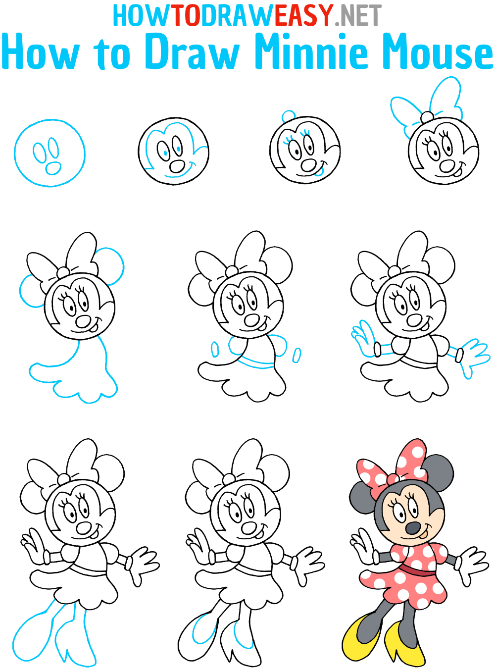 How to Draw Minnie Mouse Easy Step by Step