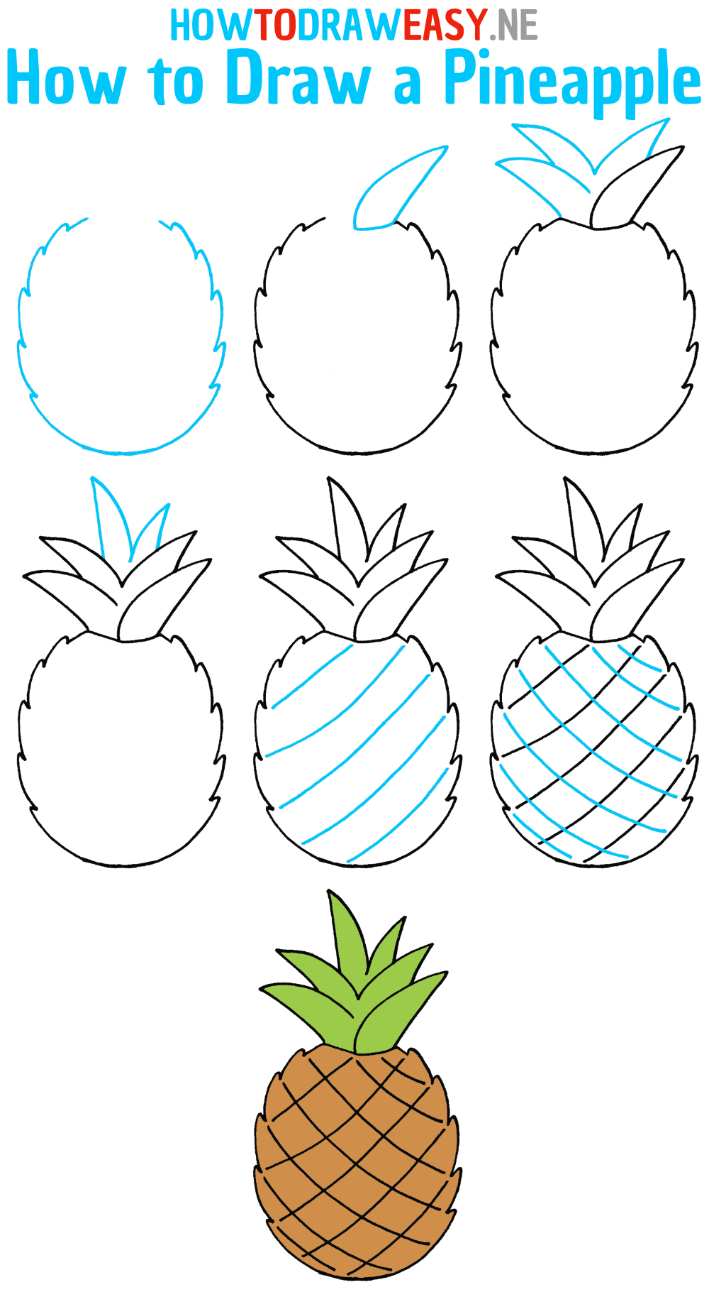Pineapple Step by Step Drawing Guide