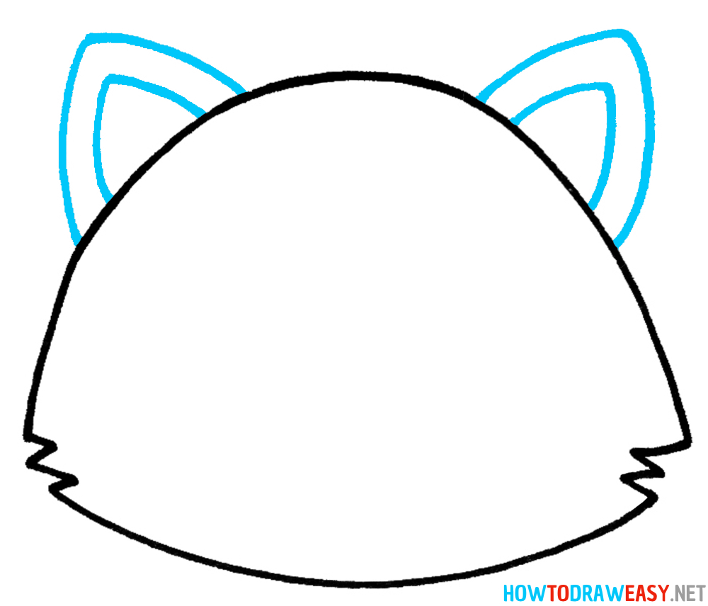 Cat Face Drawing Third Step