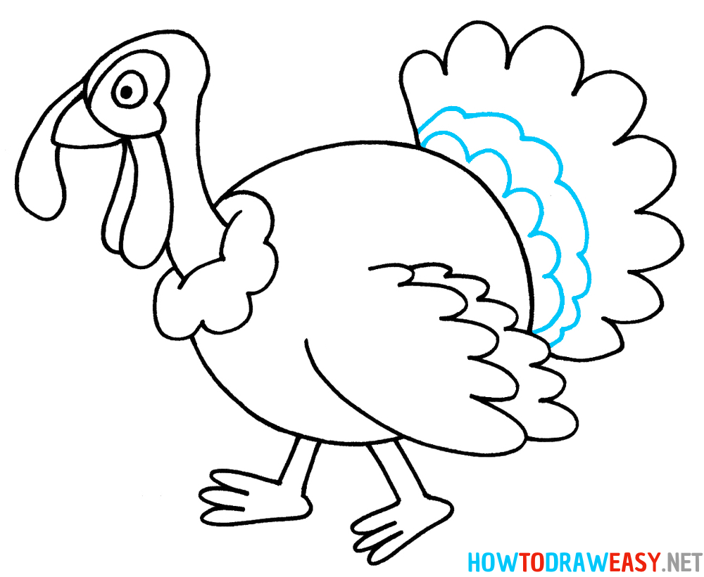 Turkey Drawing Tutorial Eighth Step