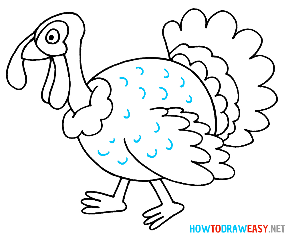 Turkey Drawing Tutorial Ninth Step