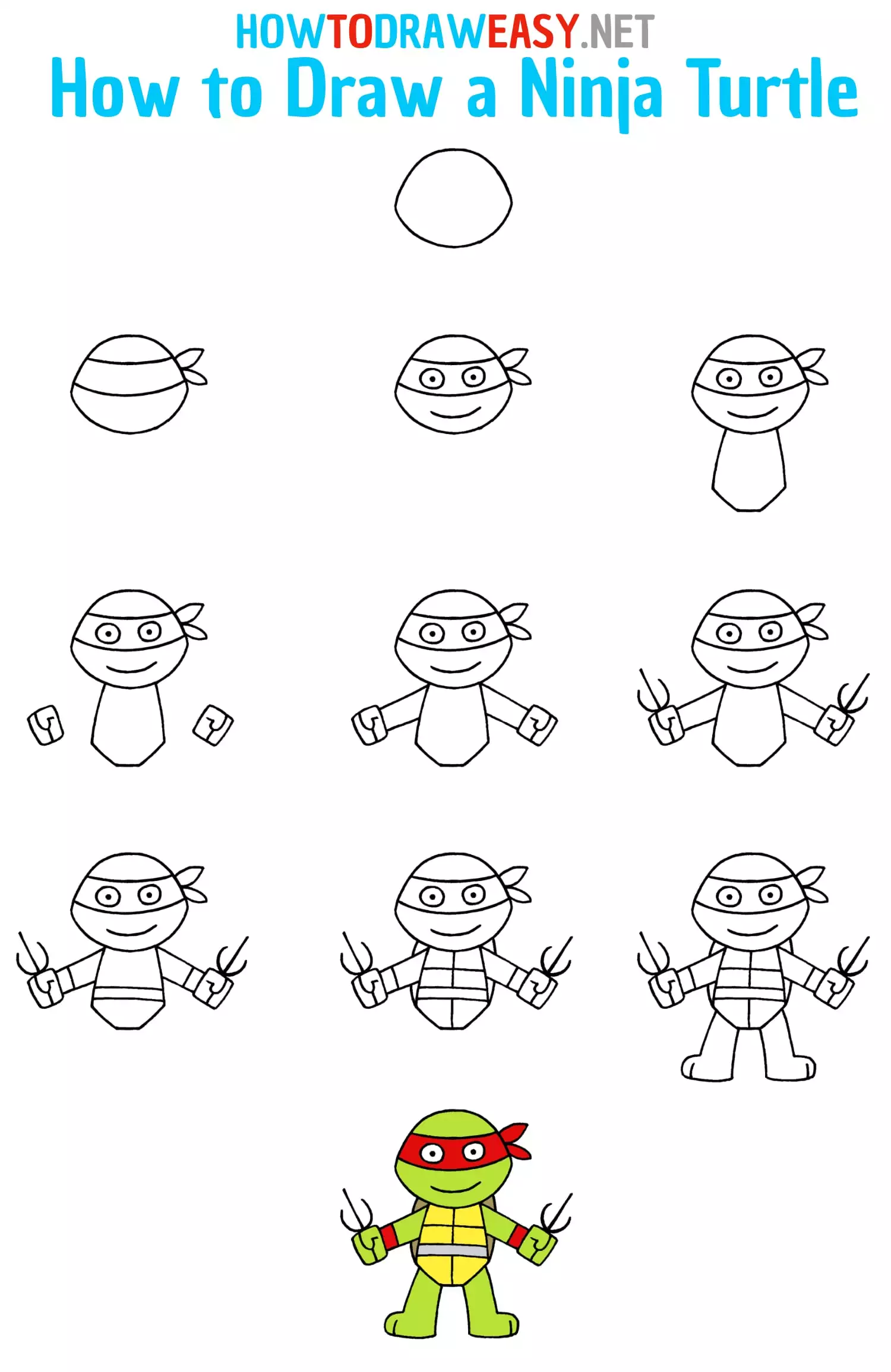 ninja turtles drawing for kids
